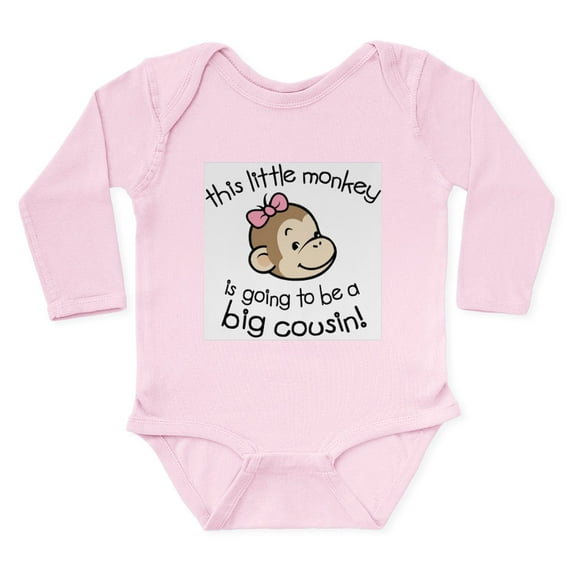 CafePress - Big Cousin To Be Monkey Face Body Suit - Long Sleeve Cotton Baby Bodysuit