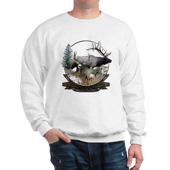CafePress - Big Game Elk And Deer Sweatshirt - Crew Neck Sweatshirt