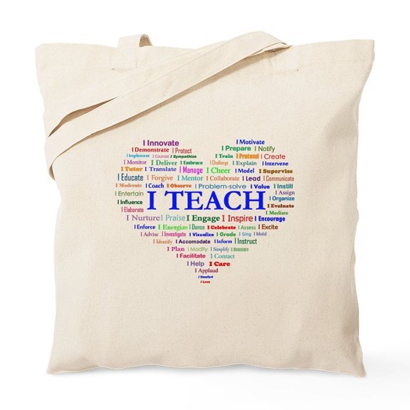 CafePress - Big Hearted Teacher Tote Bag - Unisex Canvas Tote Bag, Beige, 1-Piece