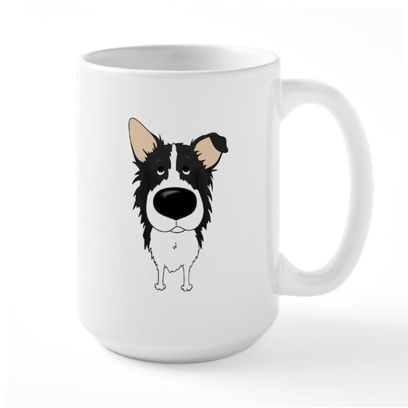 CafePress - Big Nose/Butt Border Collie Large Mug - 15 oz Ceramic Large White Novelty Mug