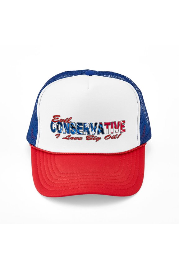 - Big Oil Evil Conservative - Adjustable Unisex Printed Trucker Hat with Mesh Back