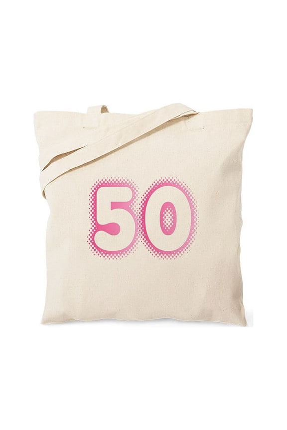 - Big Pink 50 Tote Bag - Unisex Canvas Tote Bag, Beige, 1-Piece