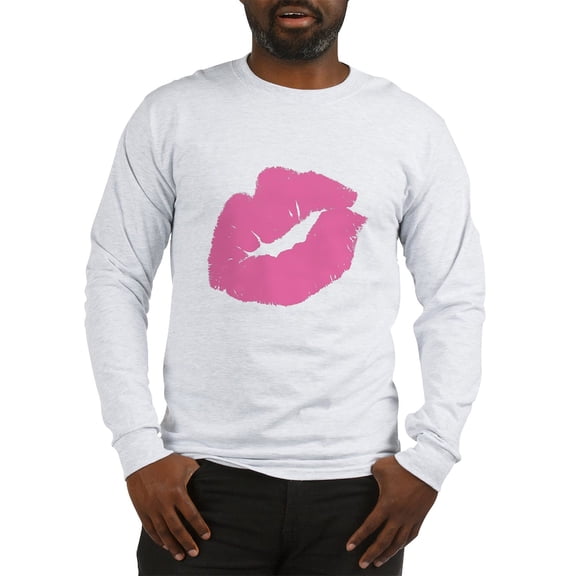 CafePress - Big Pink Smooch Long Sleeve T Shirt - Unisex Cotton Long Sleeve T-Shirt