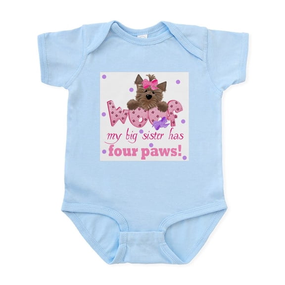 CafePress - Big Sister Has Four Paws Baby Infant Bodysuit - Baby Light Bodysuit, Size Newborn - 24 Months