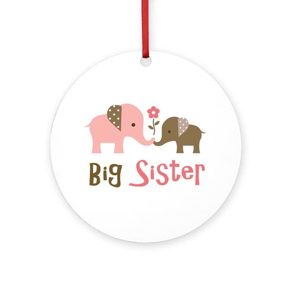 CafePress - Big Sister Mod Elephant -  Round Wood Ornament 4"