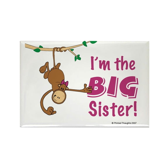 CafePress - Big Sister Monkey - Rectangle Magnet, 2"x3" Refrigerator Magnet