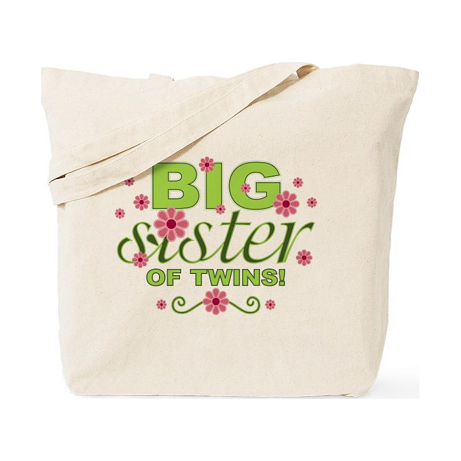 CafePress 'Big Sister Of Twins' Canvas Tote Bag - Natural, Reusable Shopping Bag (2 Sizes)