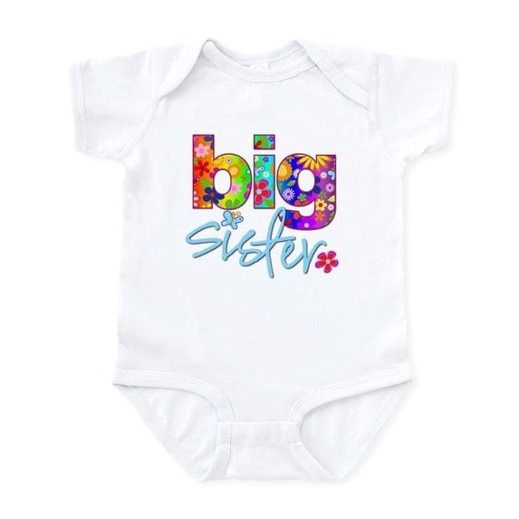 CafePress - Big Sister T Shirt Flower Infant Bodysuit - Baby Light Bodysuit, Size Newborn - 24 Months