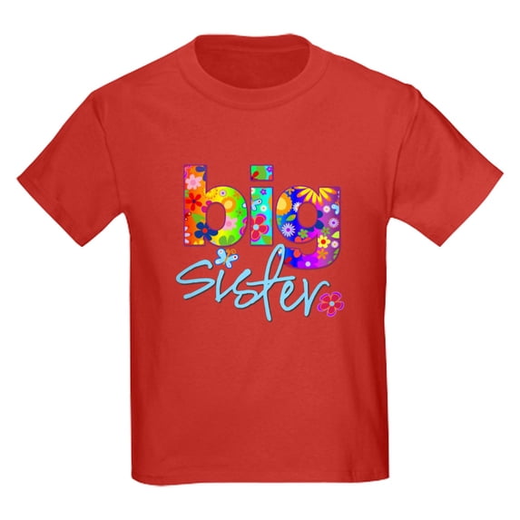 CafePress - Big Sister T Shirt Flower Kids Dark T Shirt - Dark T-Shirt Kids XS-XL