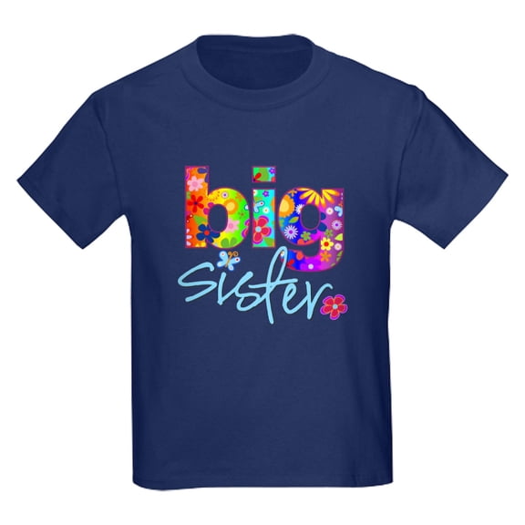CafePress - Big Sister T Shirt Flower Kids Dark T Shirt - Dark T-Shirt Kids XS-XL