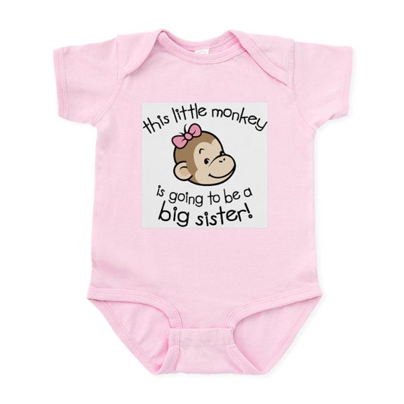 CafePress - Big Sister To Be Monkey Face Infant Bodysuit - Baby Light Bodysuit, Size Newborn - 24 Months