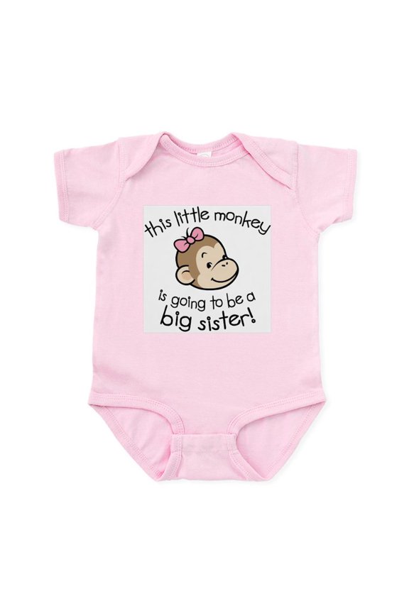 - Big Sister To Be Monkey Face Infant Bodysuit - Baby Light Bodysuit, Size Newborn - 24 Months
