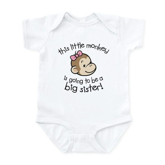 CafePress - Big Sister To Be Monkey Face Infant Bodysuit - Baby Light Bodysuit, Size Newborn - 24 Months