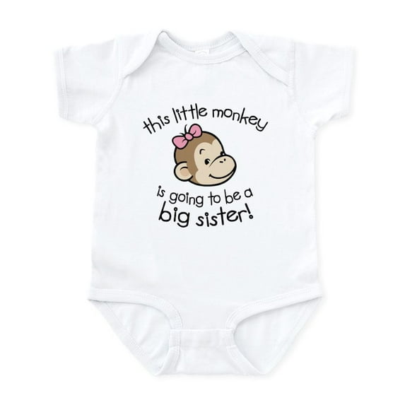 CafePress - Big Sister To Be Monkey Face Infant Bodysuit - Baby Light Bodysuit, Size Newborn - 24 Months