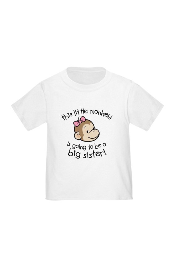 - Big Sister To Be Monkey Face T Shirt - Cute Toddler T-Shirt, 100% Cotton