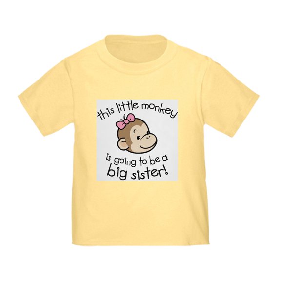 CafePress - Big Sister To Be Monkey Face T Shirt - Cute Toddler T-Shirt, 100% Cotton