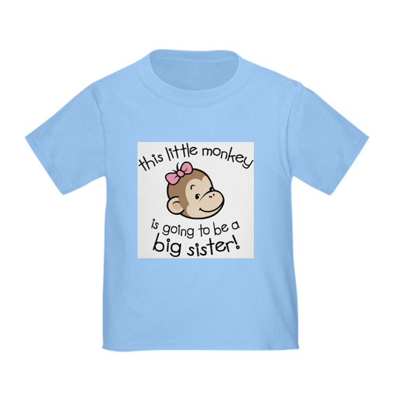 CafePress - Big Sister To Be Monkey Face T Shirt - Cute Toddler T-Shirt, 100% Cotton