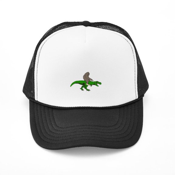 CafePress - Bigfoot Riding T Rex - Adjustable Unisex Printed Trucker Hat with Mesh Back