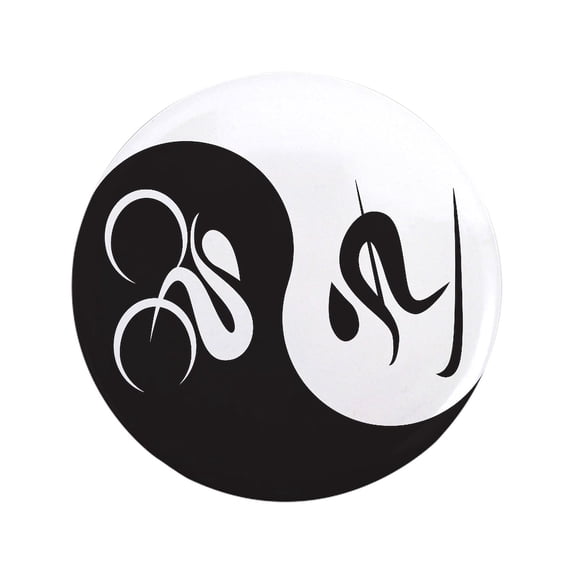 CafePress - Bike Ski Yin Yang Button - 3.5" Button
