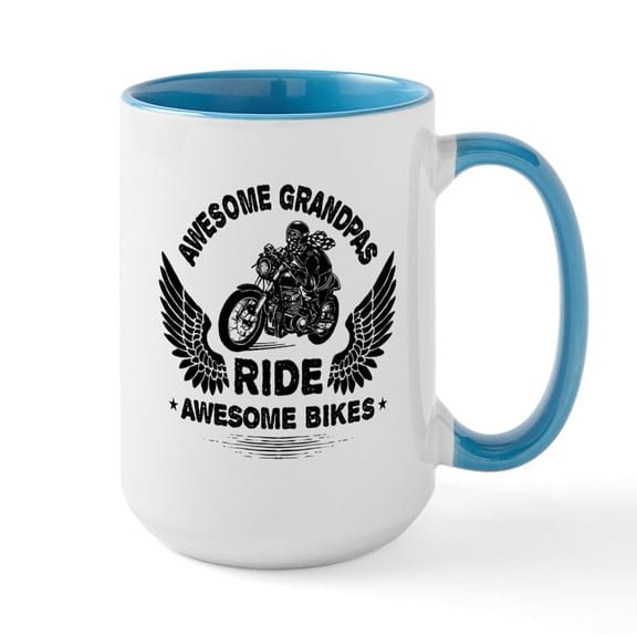 CafePress - Biker Grandpa - 15 oz Ceramic Large White Novelty Mug