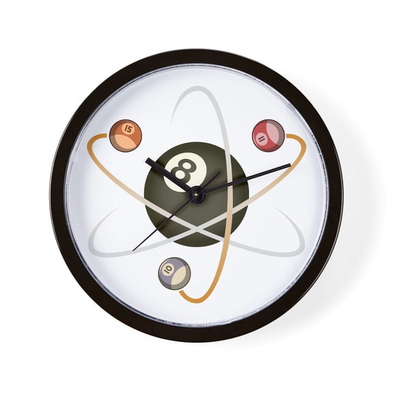 CafePress - Billiard Atom - 10" Quartz Analog Battery-Powered Modern Wall Clock, Unique
