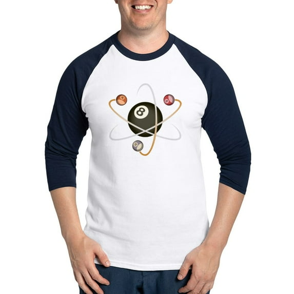 CafePress - Billiard Atom Baseball Jersey - Cotton Baseball Jersey, 3/4 Raglan Sleeve Shirt