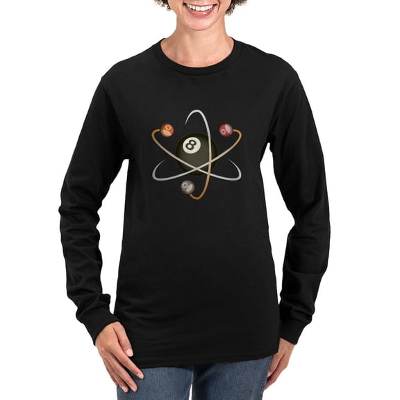 CafePress - Billiard Atom Women's Long Sleeve Dark T Shirt - Women's Long Sleeve Graphic Tee Casual Fit
