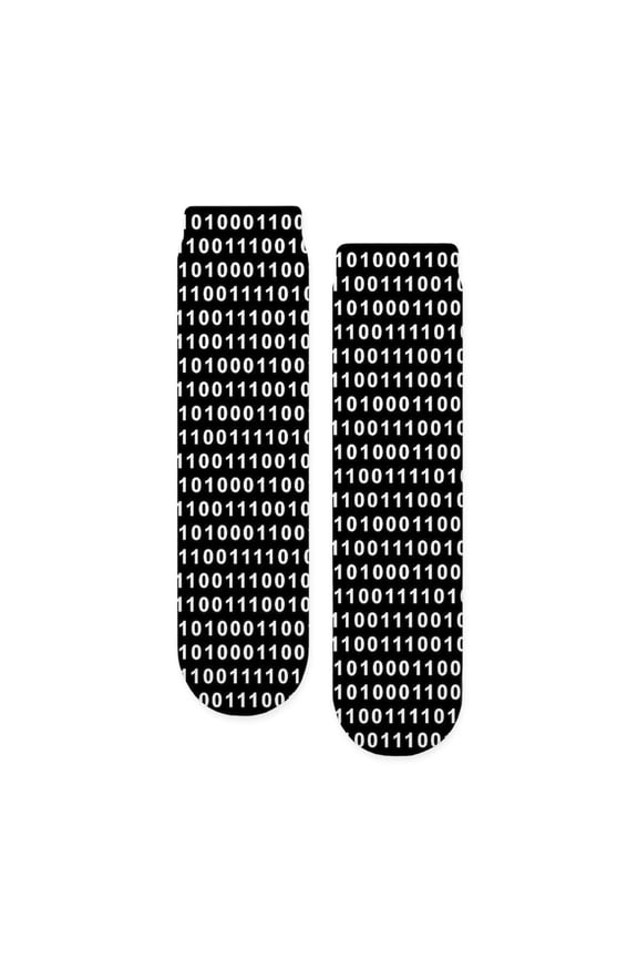 - Binary Code 010 DOS - Unisex Novelty Printed Crew Adult Socks