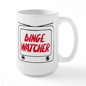 CafePress - Binge Watcher Television - 15 oz Ceramic Large White Novelty Mug