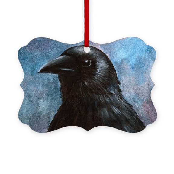 CafePress - Bird 59 Crow Raven - Scroll Ornament