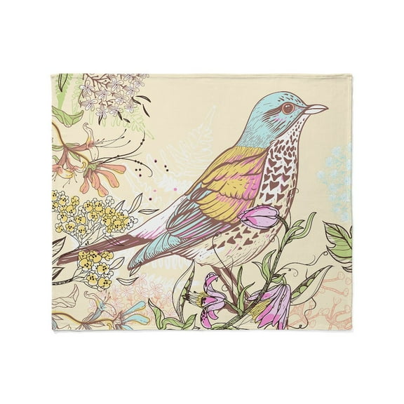 CafePress - Bird And Flowers Throw Blanket - Soft Fleece Throw Blanket, 50"x60" for All Ages