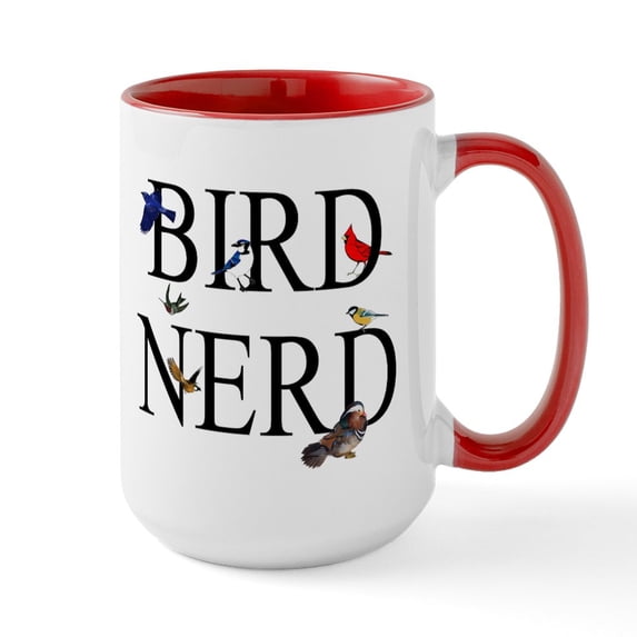 CafePress - Bird Nerd Large Mug - 15 oz Ceramic Large White Novelty Mug