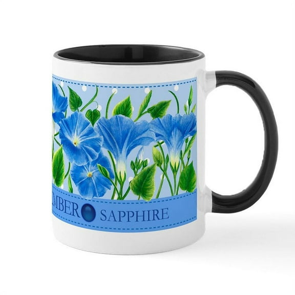 CafePress - Birth Flowers And Gem Mug September - 11 oz Ceramic Mug - Novelty Coffee Tea Cup