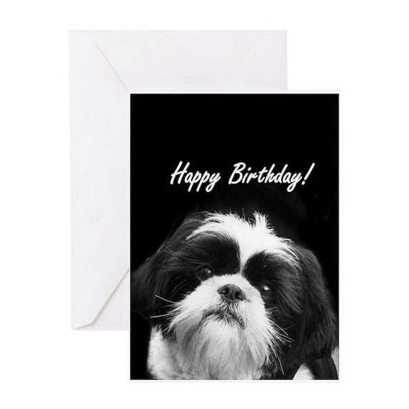 CafePress - Birthday Shih Tzu Greeting Cards - Greeting Card, Blank Inside Glossy