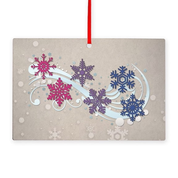 CafePress - Bisexual Pride Flag Snowflakes And Winter Vector - Wood Rectangle Ornament 6"x4"