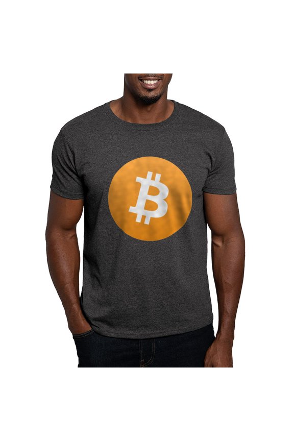 - Bitcoin Logo Dark T Shirt - Men's Classic Graphic Cotton T-Shirt
