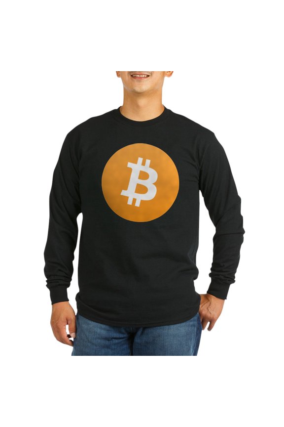 - Bitcoin Logo Long Sleeve Dark T Shirt - Long Sleeve Dark T-Shirt