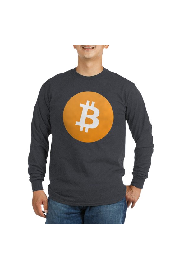 - Bitcoin Logo Long Sleeve Dark T Shirt - Long Sleeve Dark T-Shirt