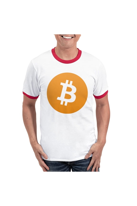 - Bitcoin Logo T Shirt - 100% Cotton Ringed T-Shirt