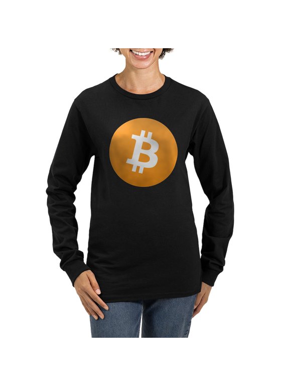 - Bitcoin Logo Women's Long Sleeve Dark T Shirt - Women's Long Sleeve Graphic Tee Casual Fit