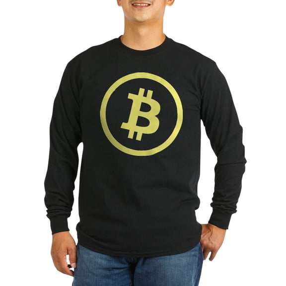 CafePress - Bitcoin Yellow Long Sleeve T Shirt - Long Sleeve Dark T-Shirt