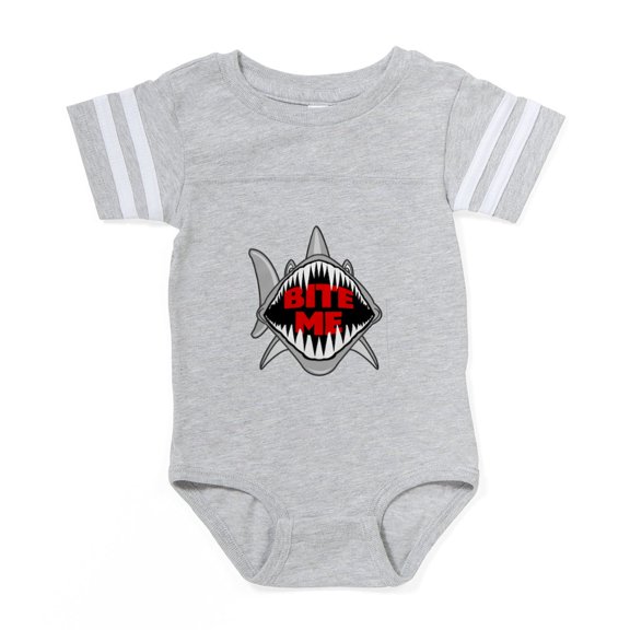 CafePress - Bite Me Shark - Cute Infant Baby Football Bodysuit