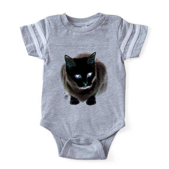 CafePress - Bl_Blue Black Cat - Cute Infant Baby Football Bodysuit