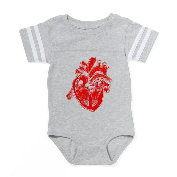 CafePress - Bl_Human Heart R - Cute Infant Baby Football Bodysuit