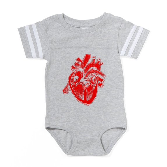 CafePress - Bl_Human Heart R - Cute Infant Baby Football Bodysuit