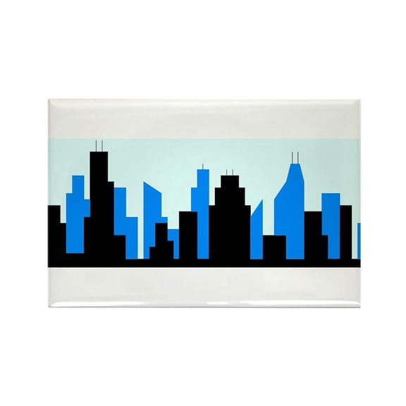 CafePress - Black And Blue Skyline - Rectangle Magnet, 2"x3" Refrigerator Magnet