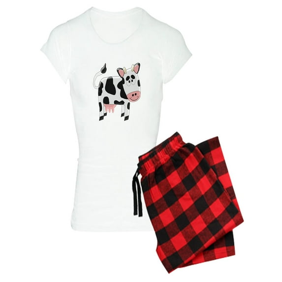 CafePress - Black And White Cow Pajamas - Women's Light Pajamas
