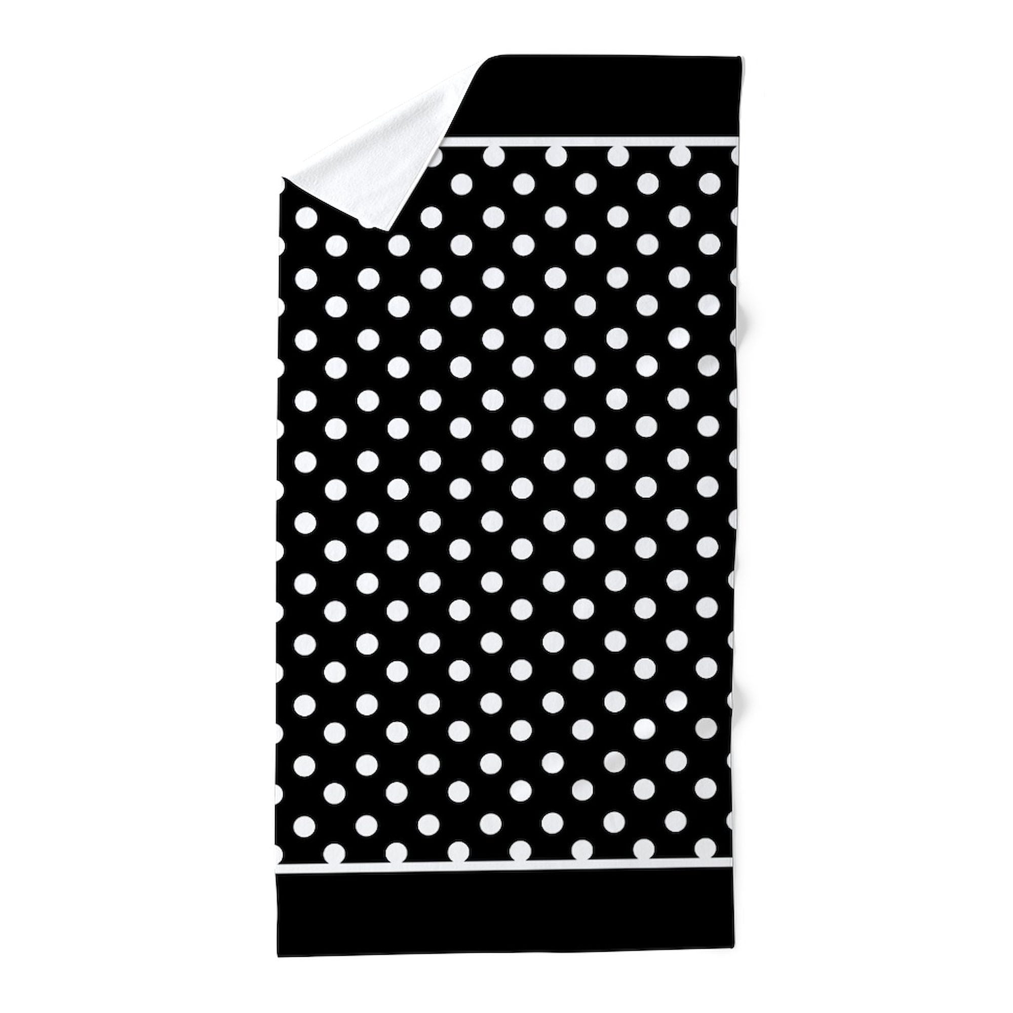 CafePress - Black And White Polka Dots Pattern Background Beac - Large Beach Towel, Soft 30"x60" Towel with Unique Design