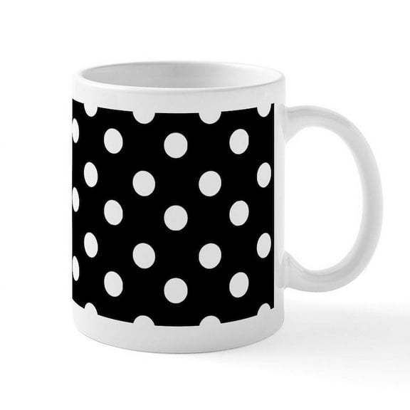 CafePress - Black And White Polka Dots Pattern Mug - 11 oz Ceramic Mug - Novelty Coffee Tea Cup