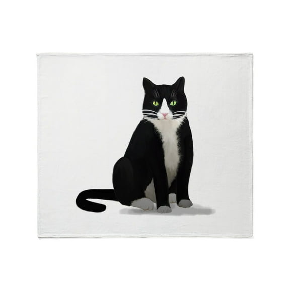 CafePress - Black And White Tuxedo Cat Throw Blanket - Soft Fleece Throw Blanket, 50"x60" for All Ages